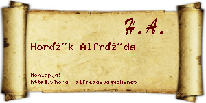 Horák Alfréda névjegykártya